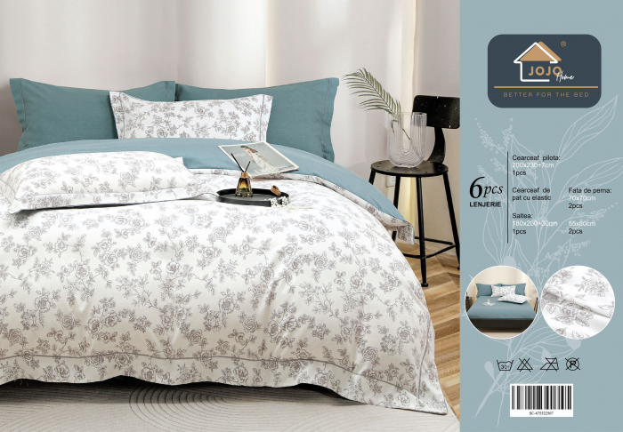 Lenjerie Din Bumbac Tip Finet PREMIUM Luxury Cu Elastic - Mini Trandafiri [5]