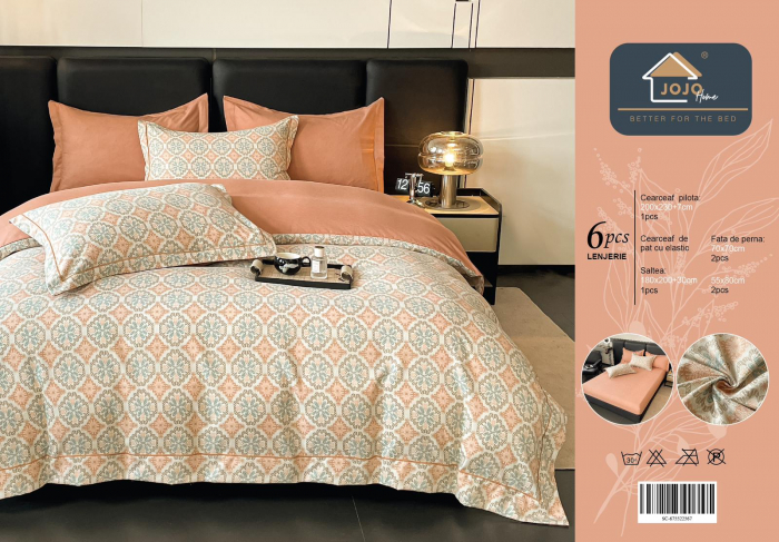 Lenjerie Din Bumbac Tip Finet PREMIUM Luxury Cu Elastic - Orange [7]