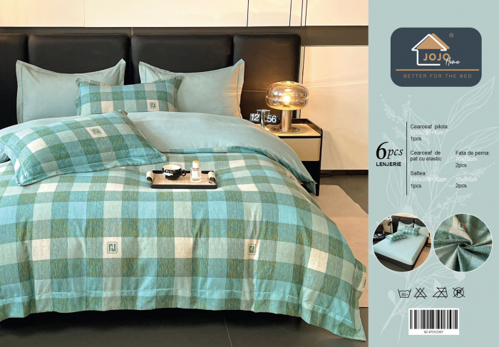Lenjerie Din Bumbac Tip Finet PREMIUM Luxury Cu Elastic - Patratele [5]