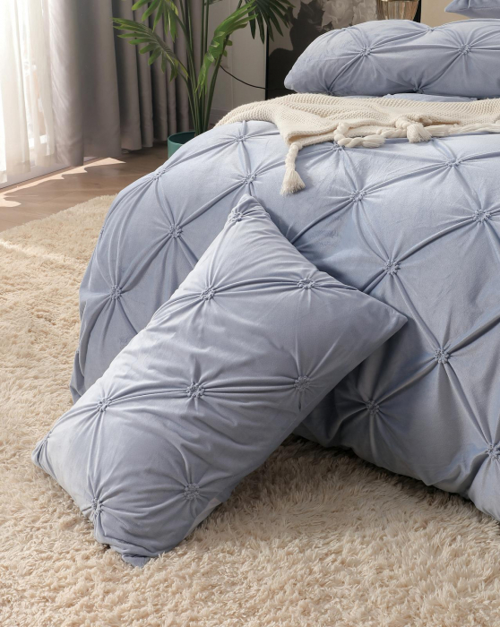 Lenjerie Din Catifea Cu Elastic - Albastru Pastel [2]