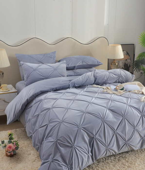 Lenjerie Din Catifea Cu Elastic - Albastru Pastel [4]