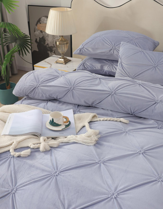 Lenjerie Din Catifea Cu Elastic - Albastru Pastel [3]