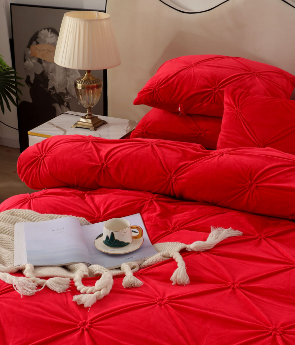 Lenjerie Din Catifea Cu Elastic - Rosu [2]
