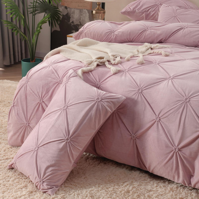 Lenjerie Din Catifea Cu Elastic - Roz Pudra [3]