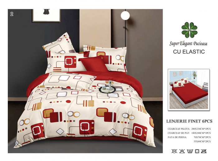Lenjerie Din Finet Cu Elastic - Bordo Cu Forme Geometrice [1]