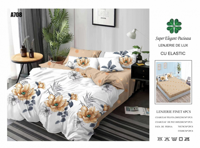 Lenjerie Din Finet Cu Elastic - Flori Bej [1]