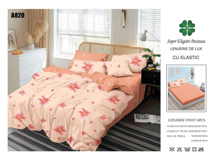 Lenjerie Din Finet Cu Elastic - Flori Corai [1]