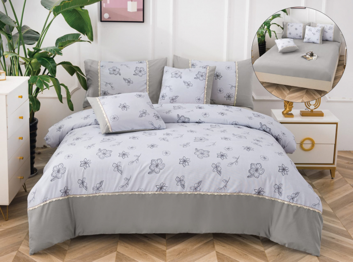 Lenjerie Din Finet Cu Elastic - Gri Cu Floricele [1]
