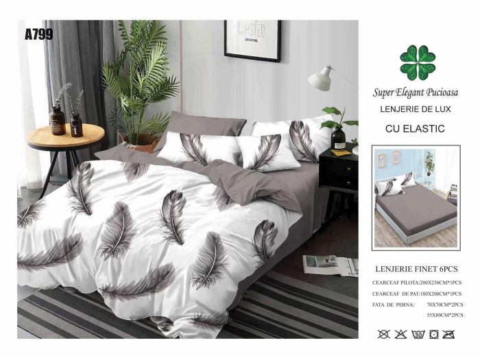 Lenjerie Din Finet Cu Elastic - Gri Pene [1]