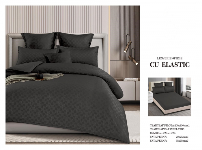 Lenjerie Din Finet Cu Elastic Model Carouri - Negru [1]