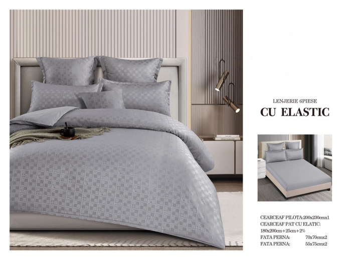 Lenjerie Din Finet Cu Elastic Model Carouri - Gri Deschis [1]