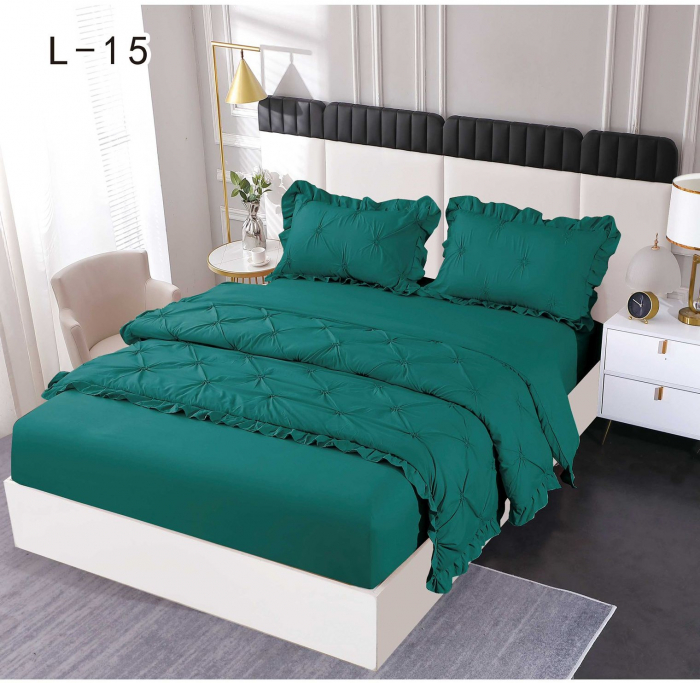 Lenjerie Din Finet Pliuri Si Volanase Cu Elastic - Verde Smarald [1]