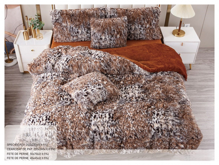Lenjerie Fluffy 6 Piese - Maro Animal Print [1]