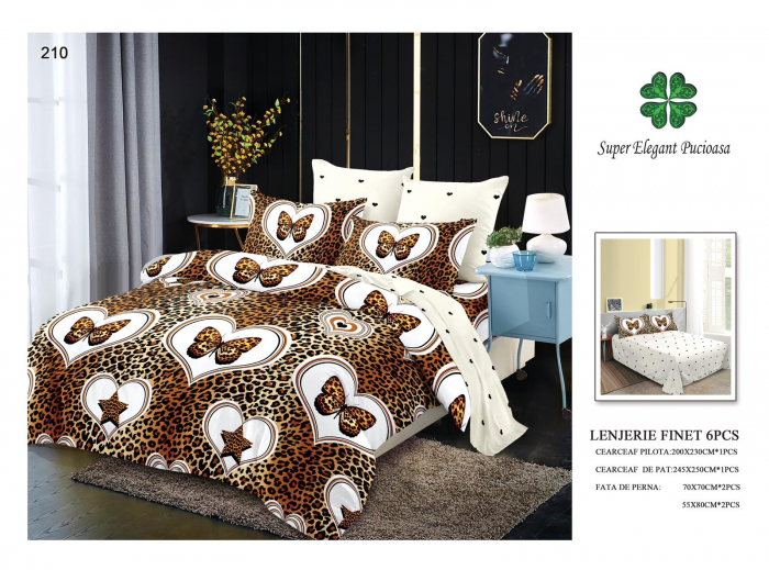 Lenjerii De Pat Din Finet 6 Piese - Animal Print Fluturasi [1]