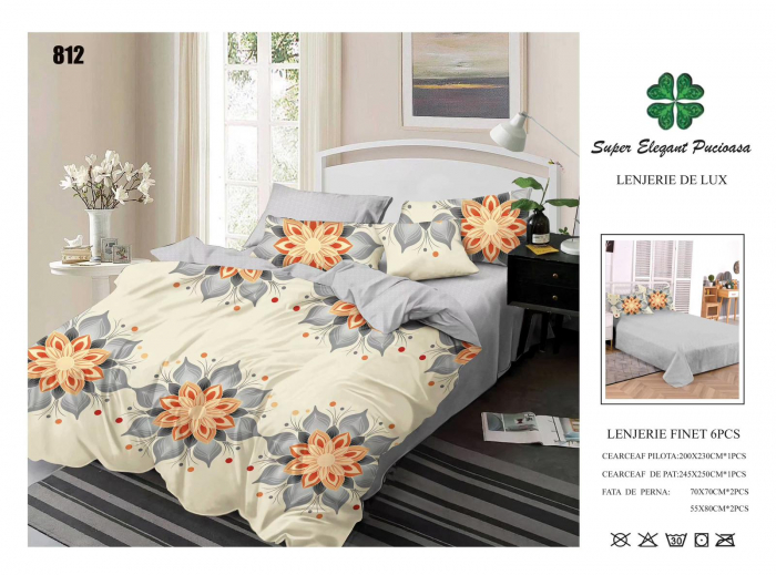 Lenjerii De Pat Din Finet 6 Piese - Floare Mandala [1]