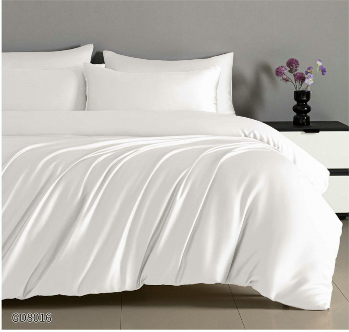 Lenjerii De Pat Din Satin Premium Cu Elastic - Alb [1]