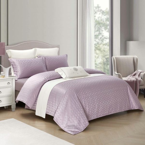 Lenjerii De Pat Din Satin Premium Cu Model Cu Elastic - Lila [1]