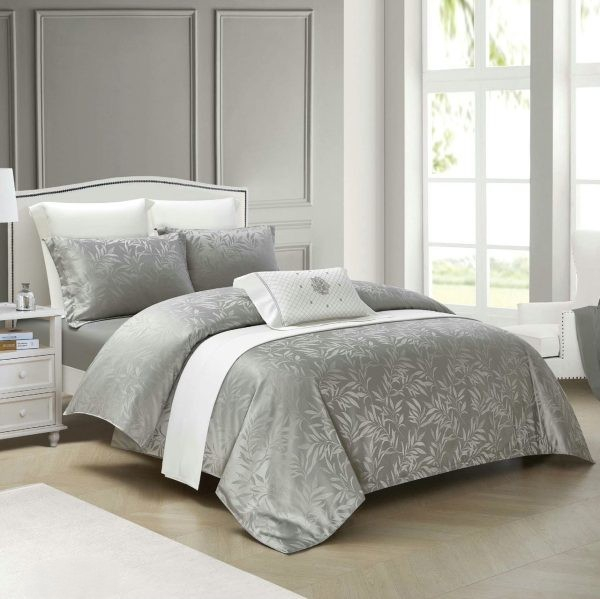 Lenjerii De Pat Din Satin Premium Cu Model Cu Elastic - Gri Deschis [1]