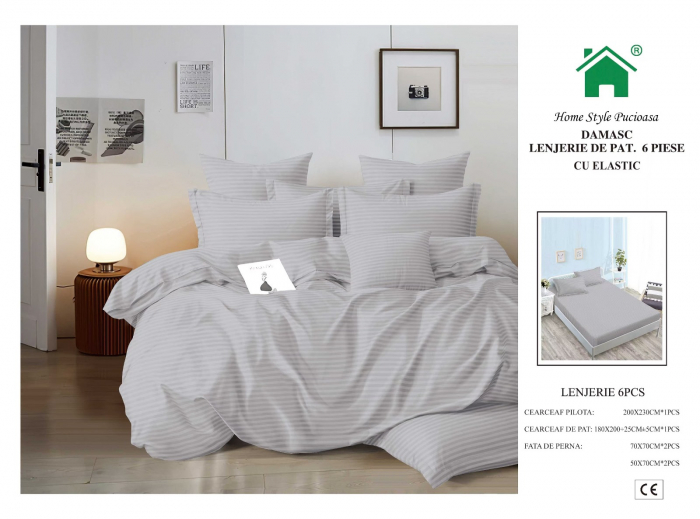 Lenjerii Din Finet Tip Damasc Cu Elastic - Gri Perlat [1]