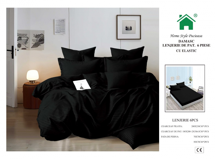 Lenjerii Din Finet Tip Damasc Cu Elastic - Negru [1]