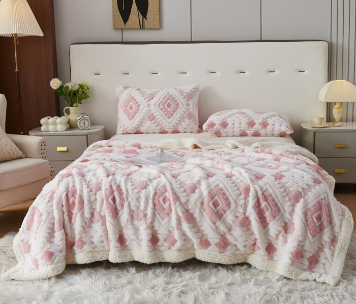 Patura Cocolino Cu Blanita 200x230cm - Romburi Roz [1]