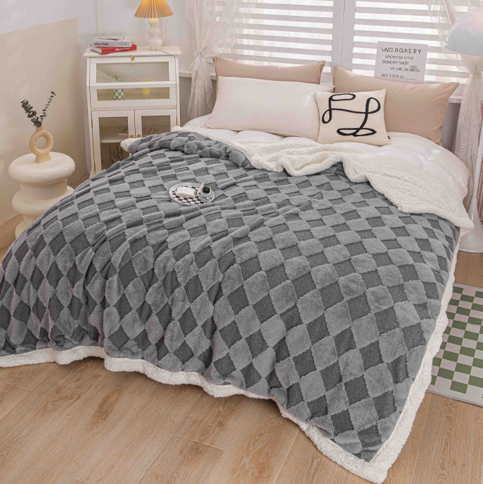 Patura Cocolino Cu Blanita Rabbit Carouri - Gri [4]