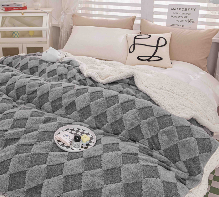 Patura Cocolino Cu Blanita Rabbit Carouri - Gri [7]