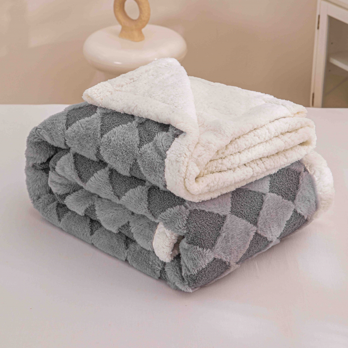 Patura Cocolino Cu Blanita Rabbit Carouri - Gri [2]