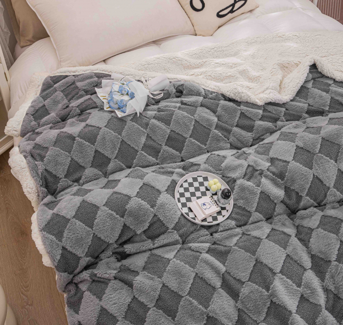 Patura Cocolino Cu Blanita Rabbit Carouri - Gri [5]