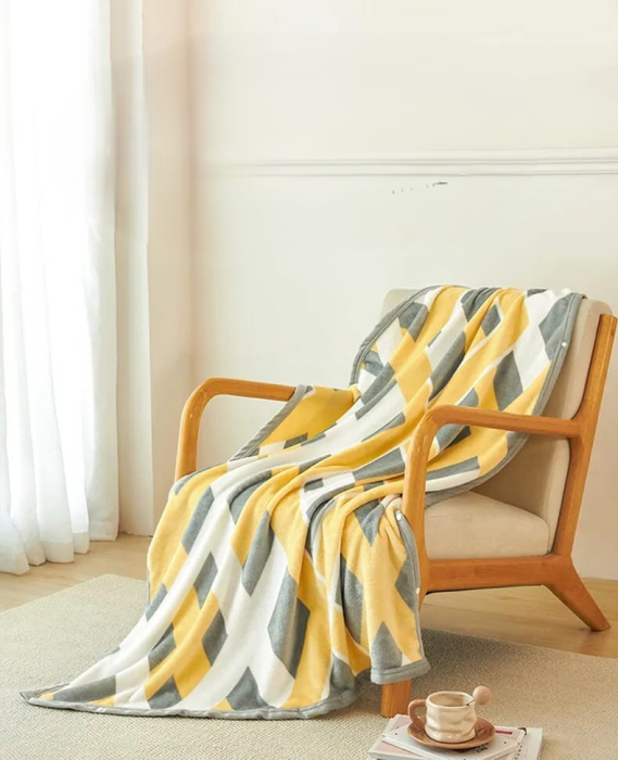 Patura Cocolino Grosime Medie 200x230cm - Abstract Cu Gri, Mustar Si Alb [3]