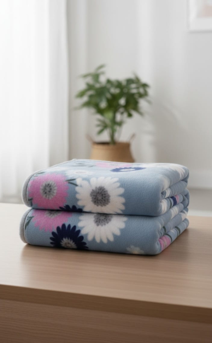 Patura Cocolino Grosime Medie 200x230cm - Albastru Cu Flori [3]