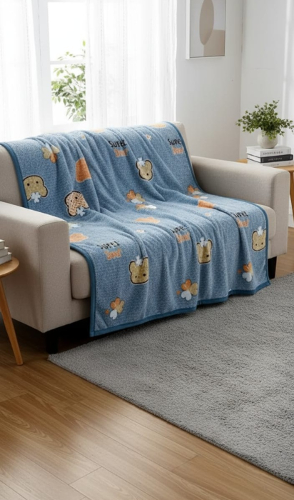 Patura Cocolino Grosime Medie 200x230cm - Albastru Cu Ursuleti [3]