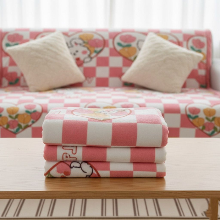 Patura Cocolino Grosime Medie 200x230cm - Carouri Roz Si Iepurasi [3]