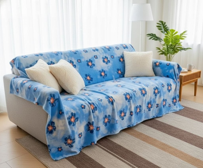 Patura Cocolino Grosime Medie 200x230cm - Flori In Gradina Albastra [2]