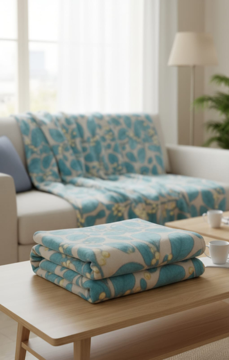 Patura Cocolino Grosime Medie 200x230cm - Frunze Albastre [3]