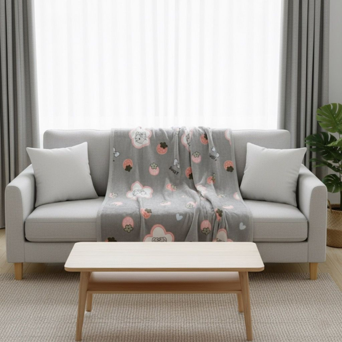 Patura Cocolino Grosime Medie 200x230cm - Gri Cu Hello Kitty [2]