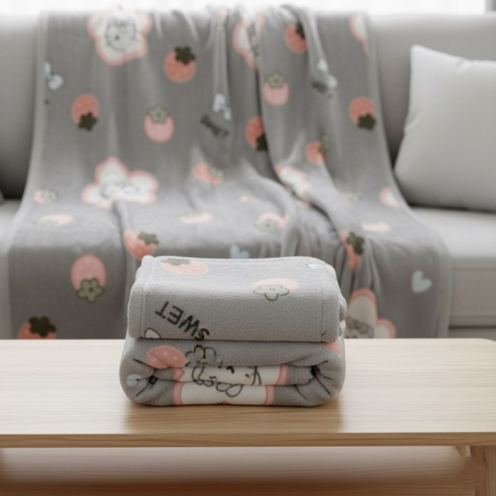 Patura Cocolino Grosime Medie 200x230cm - Gri Cu Hello Kitty [3]