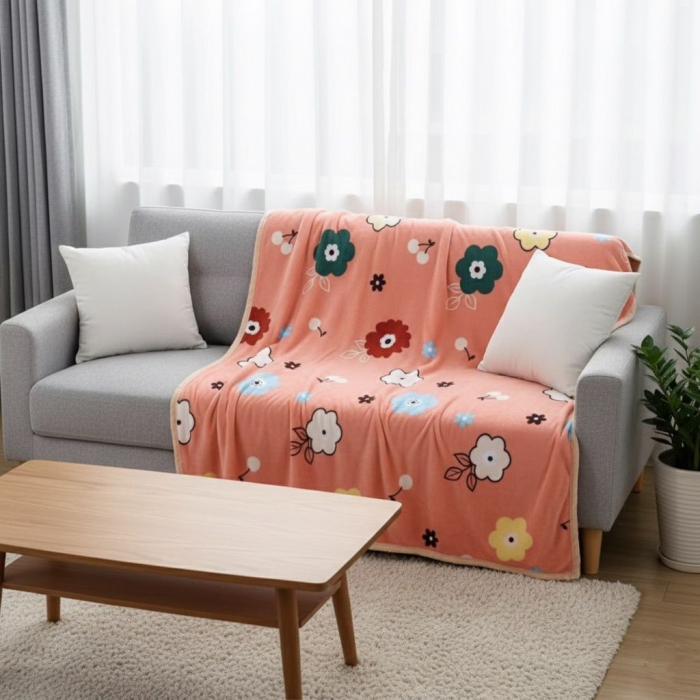 Patura Cocolino Grosime Medie 200x230cm - Roz Cu Flori Si Cirese [2]