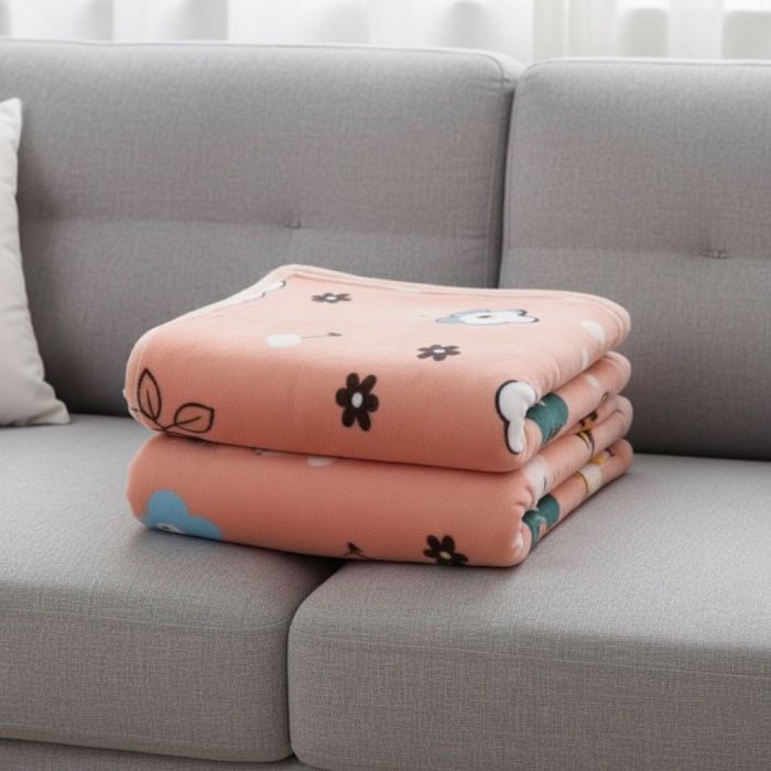 Patura Cocolino Grosime Medie 200x230cm - Roz Cu Flori Si Cirese [4]