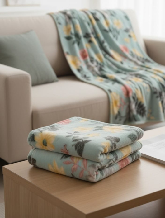 Patura Cocolino Grosime Medie 200x230cm - Turcoaz Cu Flori [3]