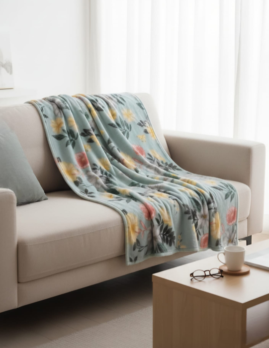 Patura Cocolino Grosime Medie 200x230cm - Turcoaz Cu Flori [2]