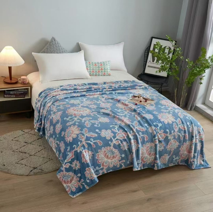 Patura Cocolino Grosime Medie 200x230cm - Vis Floral Albastru [1]