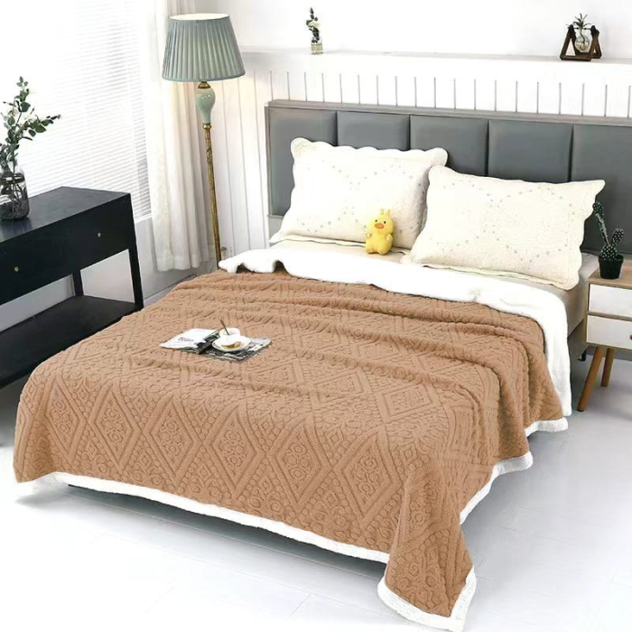 Patura Cocolino Imprimeu Tip Tricotata Cu Blanita Model Royal - Maro [1]