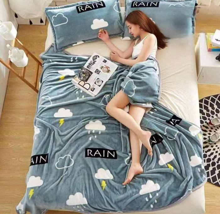 Patura Cocolino Subtire 200x230cm - Gri Bleu Cu Nori De Ploaie [1]