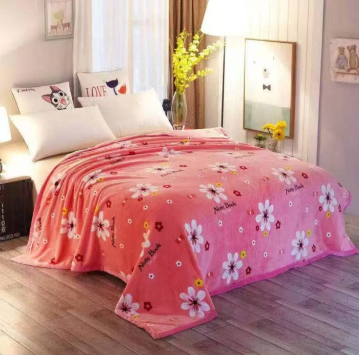 Patura Cocolino Subtire 200x230cm - Roz Cu Flori [1]