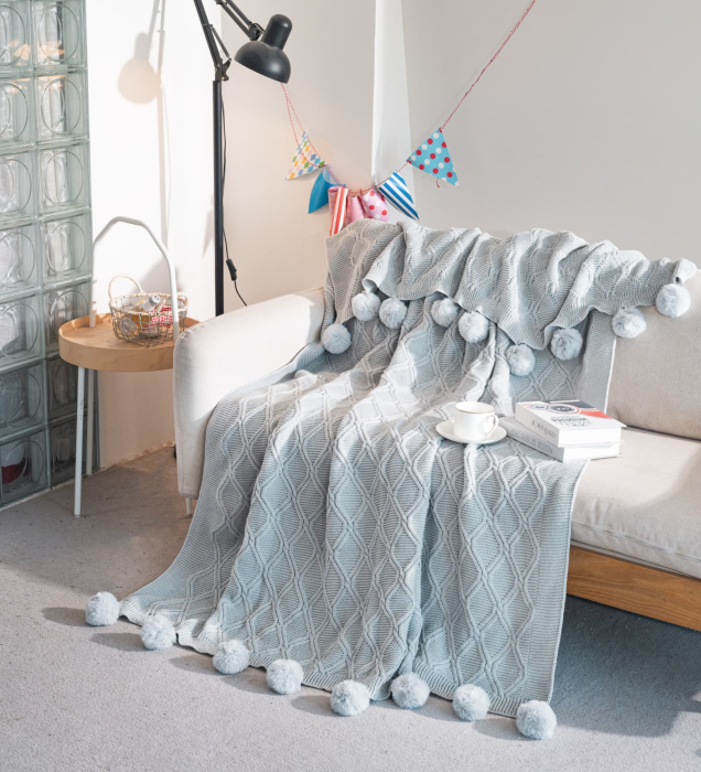 Patura Crosetata Cu Ciucuri 160x210cm - Gri Deschis [1]