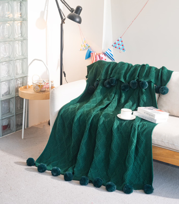 Patura Crosetata Cu Ciucuri 160x210cm - Verde [1]