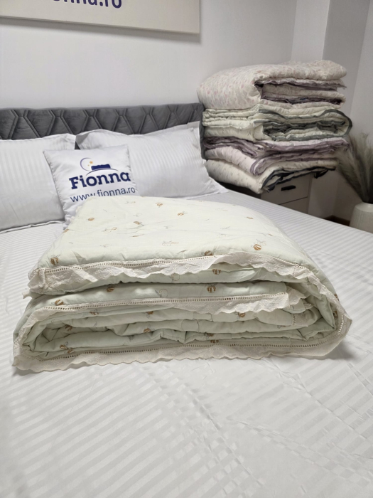 Pilota cu Banda Decorativa 200x230cm - Dovleci cu Broderie Alba [2]