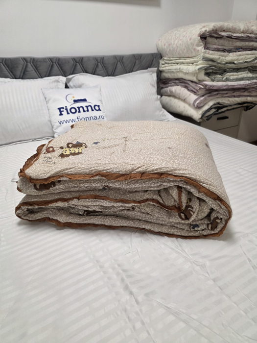 Pilota cu Banda Decorativa 200x230cm - Maro Cu Elefanti [3]