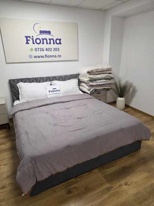 Pilota cu Banda Decorativa 200x230cm - Mov Prafuit cu Flori [3]